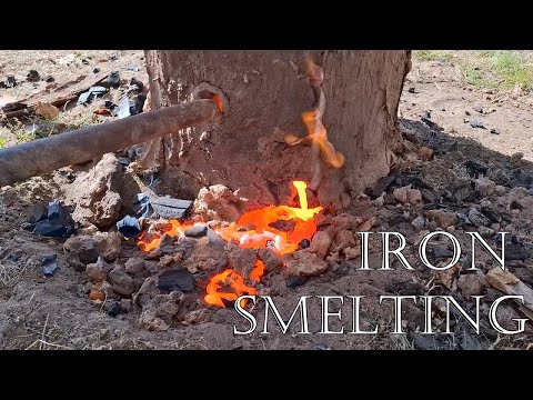 Historical iron smelting from hematite.