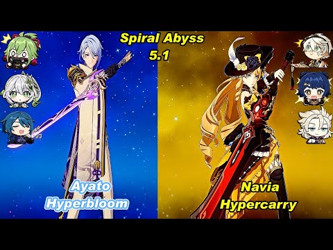 (5.1) C0 Ayato Hyperbloom & C0 Navia Hypercarry Spiral Abyss Floor 12 Full Star_F2P