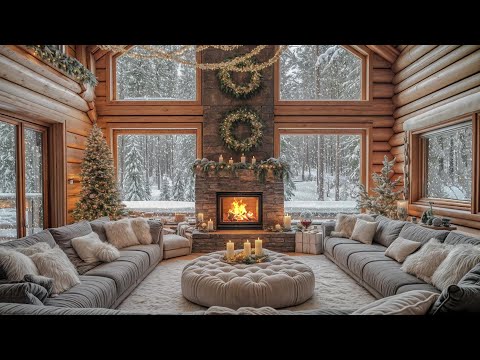 Serene Christmas Atmosphere | Cozy Winter Ambience with Fire Sounds and Snowfall to Relieve Stress