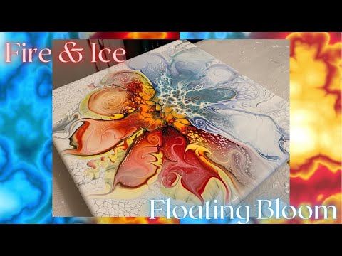 #209 Fire & Ice Floating Bloom | Acrylic Pour Painting | Abstract | Fluid Painting