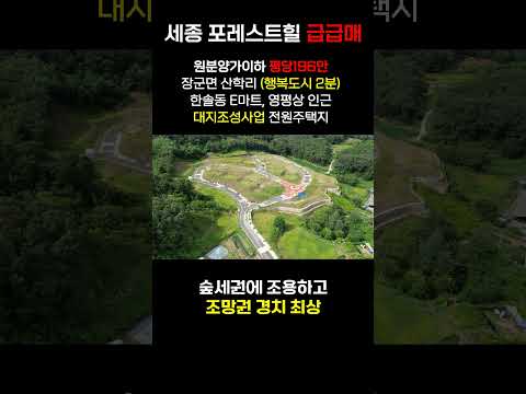 급급매 평당196만! 세종 포레스트힐 전원주택지 원분양가 이하 매매 세종시 장군면 산학리 (대지조성사업지/한솔동 E마트 바로인근)