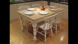 Shabby Chic  Cottage Farmhouse Kitchen Dinning Table with 4 Fiddleback Chairs