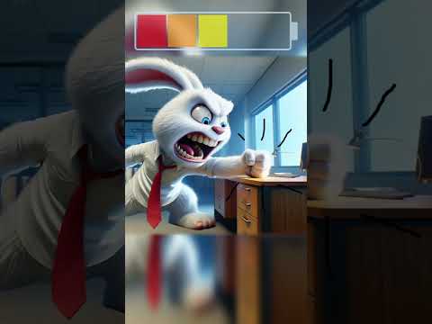 Bunny Likes Coffee But Hates The Office #funny #bunny #animallover #cartoon