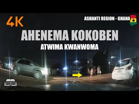 Ahenema Kokoben Night Drive from Atwima Brofoyedu in the Ashanti Region of Ghana 4K