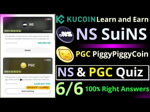 KuCoin NS and PGC Quiz Answers || KuCoin Learn and Earn || How to Earn SuiNS and PiggyPiggy Coin