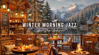 Winter Morning Jazz ⛄ Cozy Coffee Porch Ambience with Smooth Jazz Background Music to Relax, Study