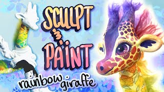 OOAK Rainbow Giraffe Art Doll! SCULPT & PAINT