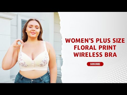 🌸 [4K] Women's Plus Size Floral Print Wireless Bra Try-On & Review | Comfort & Style