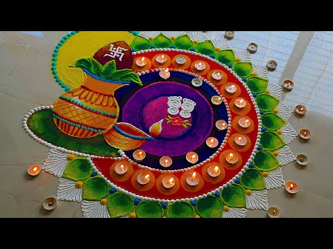 Diwali Lakshmi Pooja Rangoli designs | Deepawali Rangoli designs