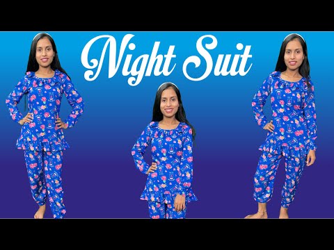 Night Suit Cutting & Stitching/ How to Stitch Night Wear Dress || Pant and Top Cutting and Stitching