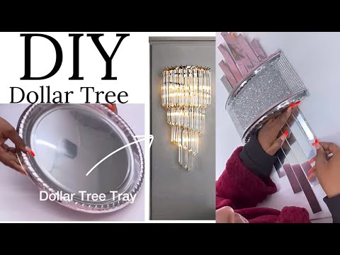 DOLLAR TREE MIRRORS! Silver tray wall sconce idea YOU CAN Actually Cut!