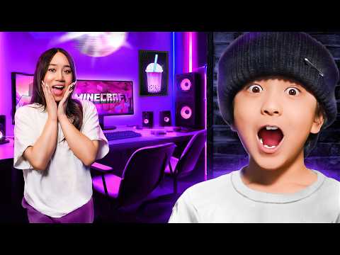 We Surprised our Sister with a GAMING ROOM!! **INSANE TRANSFORMATION**