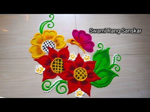 fulanchi rangoli freehand | flower rangoli designs | flower rangoli | rangoli | rangoli designs