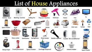 Home Appliances'  Names with Pictures | Household Appliances Names