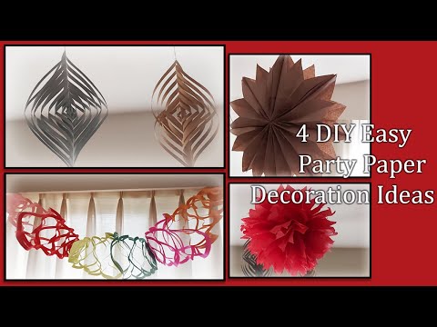 DIY How to make 4 Party Paper Decoration for Birthday l l Easy Paper party decoration ideas