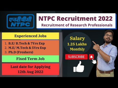 NTPC Recruitment 2022 | Salary- 125,000/- monthly|Research Job| Experienced job | #jobs #latestjobs