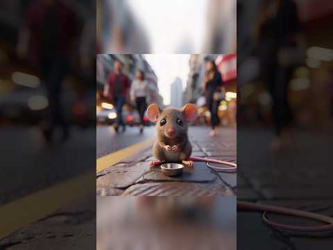 भूंखा प्यासा चुहा रोड पर बैठकर भीक मांगता है 😰 mind blowing creators #spiderman #rat #cute