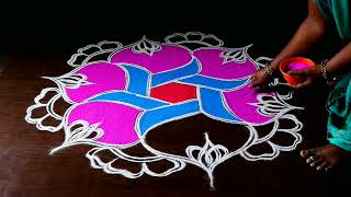 RANGOLI | COLOR KOLAM | SIMPLE KOLAM | colour rangoli simple daily kolam | vasugi kolam...