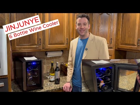 JINJUNYE 6 Bottle Wine Cooler, with lights & sliding shelves #wine #winelovers #winestorage