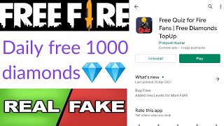 Free Quiz for Fire Fans app real or fake | free diamonds | Garena free fire | Tech Lover DK