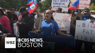 Haitians rally in Boston to protest Trump's false claims about immigrants in Ohio eating pets