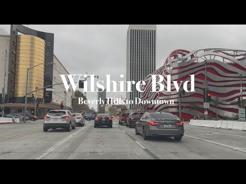 Wilshire Blvd, Los Angeles.   Beverly Hills, Miracle Mile and McArthur Park.  Drive around.  Cloudy