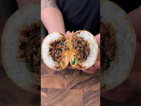 Thai Basil Beef #burrito with Ginger Lemongrass Rice and Sriracha Mayo #cooking #asmr