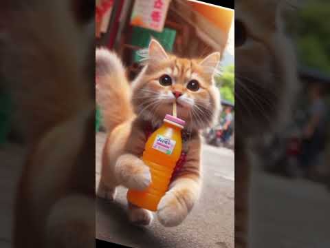 cute cat running in a market street🥰 #kitten #cat #ai #catlover