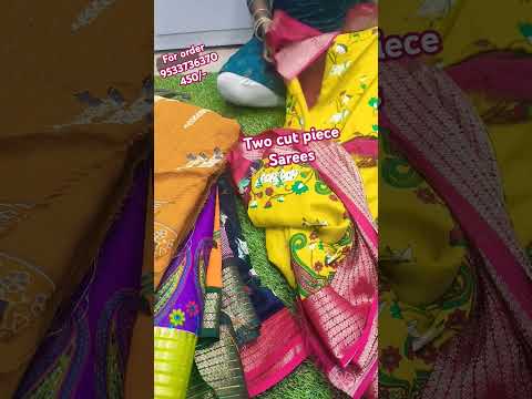 Two cut pieces sarees with zari weaving boarder #trendingshorts #viralvideo #silksaree #pattusarees