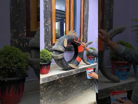 Decorative Fish for the Garden from Car Tyres #short #reel #viral #youtubeshort #trending #diy #tyre