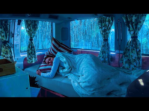 Fall Asleep in Less Than 4 MINUTES with Sounds Rain & Thunder on Window Cozy Car at Night