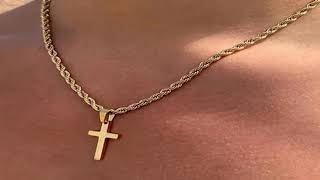 New Stainless Steel Cross Pendant Necklace for Men Women Minimalist Gold Color Jewelry Male Female N