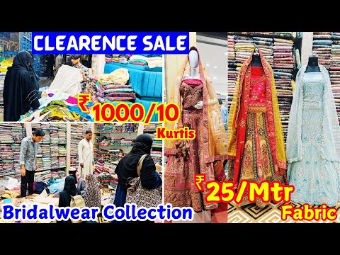 CLEARENCE SALE In SDS Textiles Tolichowki ₹ 1000/10 Kurtis ₹ 25/Mtr Imported Fabrics Bridal Dresses