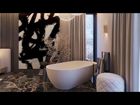 Luxury marble bathroom with master bedroom in glamour style - #luxurybathroom #luxurybedroom