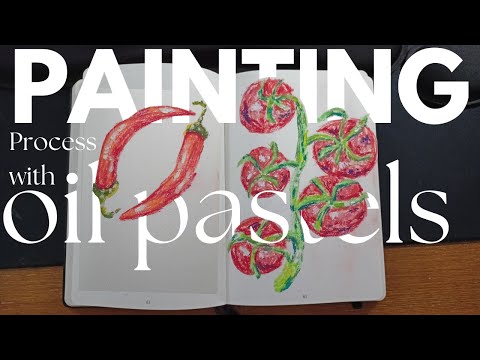 Oil Pastels Painting on sketchbook | draw with me | traditional art