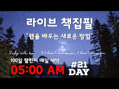 라이브 책집필 (21일차) | 100일 챌린지 | 미라클모닝 | 웹을 배우는 새로운 방법 | Live | Early morning study with me | Writing