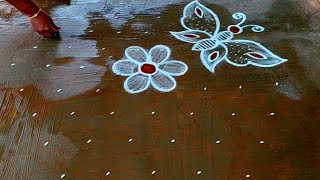 Margazhi madham butterfly kolam|9X5dots roserangoli|beautiful kolam|Supermuggulu|Dhanurmasam muggulu