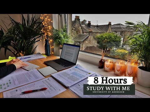 8 HOUR STUDY WITH ME on A RAINY DAY |  Background noise, 10 min Break, No music, Study with Merve