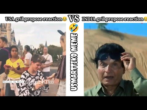 USA gril propose reaction VS INDIA gril propose reaction_wait for india gril reaction#boyvsgirl#fun