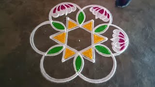 kaanum Pongal special 5*3 simple starkolam/#simplerangoli/thaipoosam starkolam/gokulramya kolangal