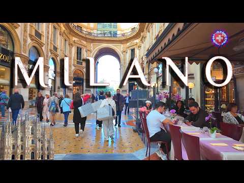 MILAN ITALY ✨ Magic Switzerland visiting a huge Metropolis / Shopping streets Walking tour 4K