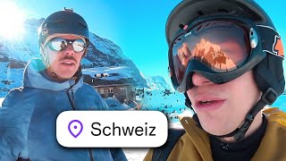 ZWEI DUMMKÖPFE FAHREN SKI IN DER SCHWEIZ