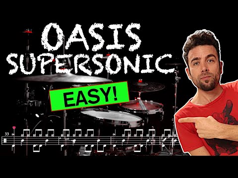 Oasis - Supersonic - Drum cover (with scrolling drum score)