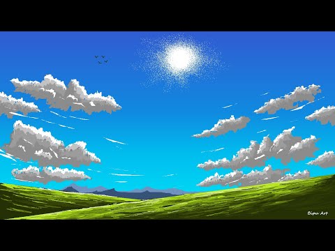 Simple Scenery drawing on ms paint| Ms Paint Drawing |Ms Paint Drawing easy step by step|how to draw