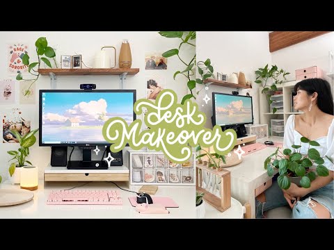 aesthetic desk makeover | organizing, haul, and lots and lots of plants