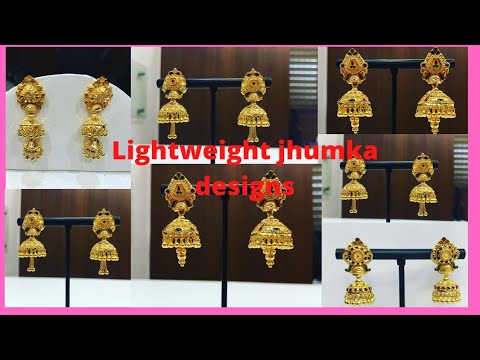 latest gold jhumka designs with price!! gold earrings designs lightweight!!