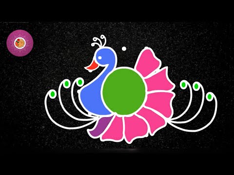 New Year Special Peacock Rangoli Design | Colorful New Year Kolam Designs @SimpleRangoliandRecipes