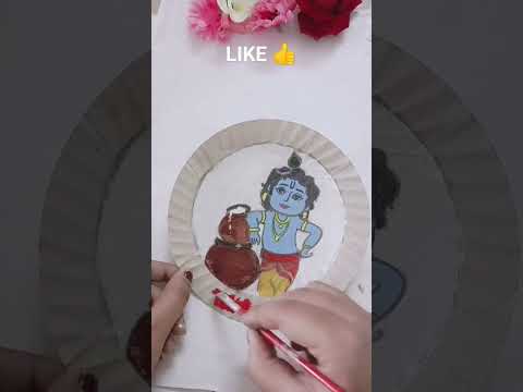 "Creating Krishna ji on a paper dish! 🎨 #Shorts #Art #Krishna"