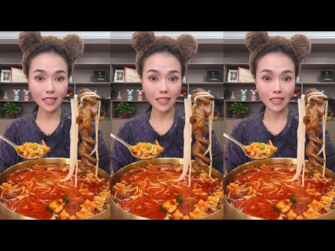 snail rice noodles mukbang eat