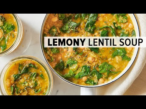 LEMONY LENTIL & CHICKPEA SOUP | from my healthy meal prep cookbook!